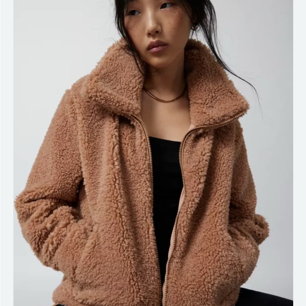 Beyond yoga Tan teddy bear Sherpa Jacket